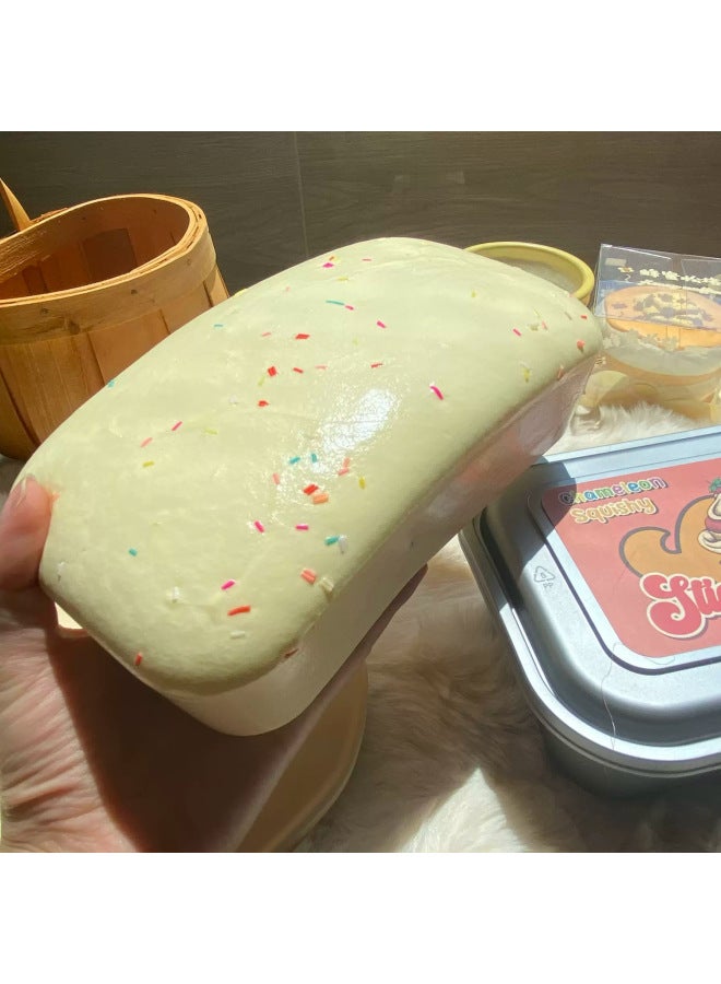 Squishy Slow Rebound Boxed Simulation Bread Cake Pinch Music Solid Slime Toy Finger Toast-Color:Strawberry Box Cake [boxed]