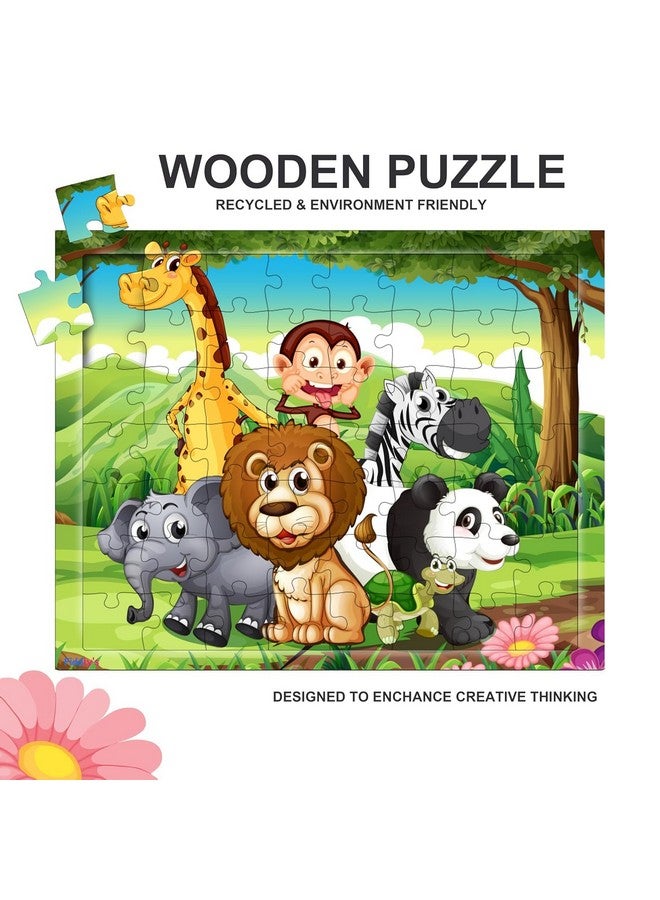 Fiddlys 54 Pcs Wood Jigsaw Puzzles for Kids & Children Age 6+ Animal World and Sea World (Cattle) - Image 3