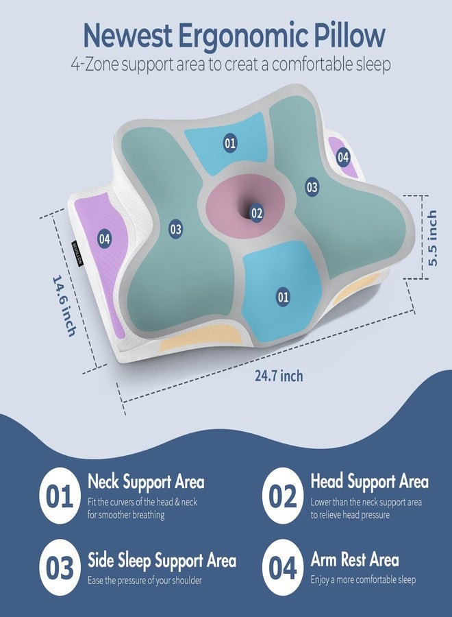 Bespillow Cervical Neck Pillow for Pain Relief - Ergonomic Side Sleeper Pillow for Neck Support, Cooling Memory Foam Pillows for Sleeping, Contour Pillow Orthopedic Bed Pillow for Back Stomach Sleepers - Image 4