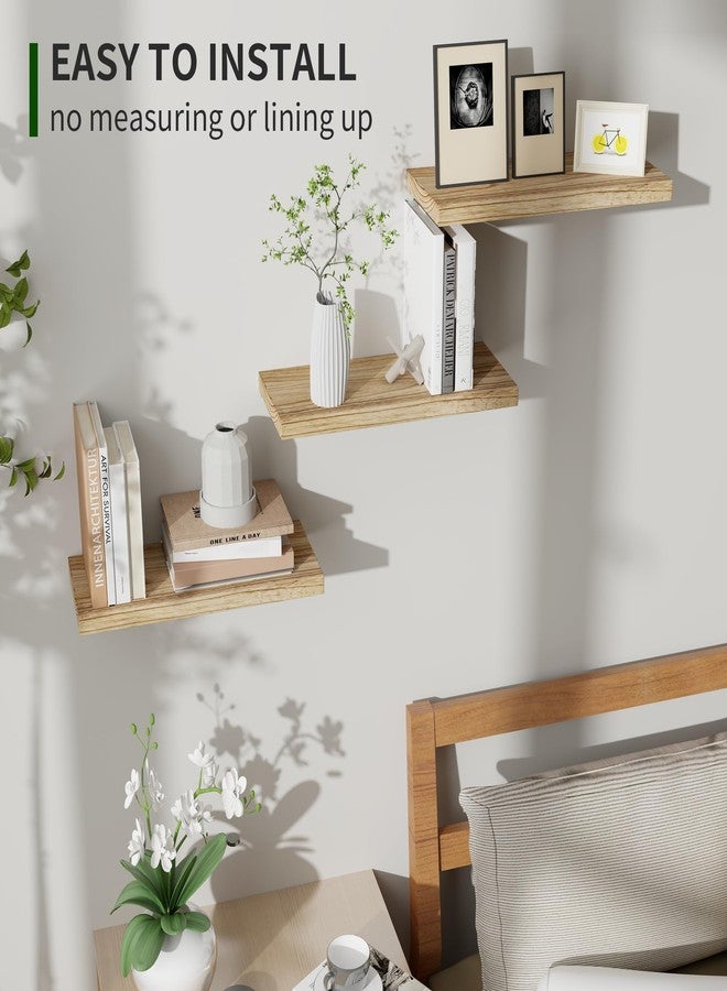 Marsmiles Wood Floating Shelves for Wall Set of 3, 17 Inch Wide Rustic Wooden Floating Shelves, Invisible Wall Mounted Display for Living Room Bedroom Kitchen Bathroom Office, Carbonized Black - Image 5