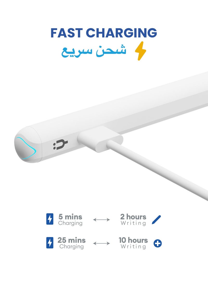 تاينيموس قلم ايباد ستايلس بنسل برو 2 مع إيماءات / مؤشر بطارية على الشاشة / شحن USB-C سريع / رفض راحة اليد لجهاز Apple iPad 2018 وما بعده - أبيض - Image 5