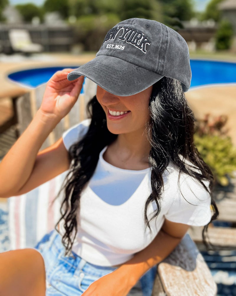UTOWO Women &Men New-York Letter Baseball Cap - Vintage Washed Denim Twill Dad Hat for Women Men - Image 2