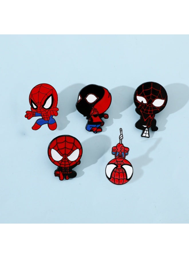 SPIDERMAN 5 Pcs Spider-Man Cartoon Enamel Brooch Set, Cute Super Hero Metal Lapel Pins, Decorative Badges For Backpacks Jackets Clothing Gift - Image 1