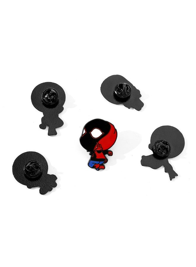 SPIDERMAN 5 Pcs Spider-Man Cartoon Enamel Brooch Set, Cute Super Hero Metal Lapel Pins, Decorative Badges For Backpacks Jackets Clothing Gift - Image 3