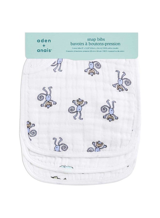 aden + anais 3pcSet  Cotton Muslin Snap Bibs  Jungle Jam - Image 4