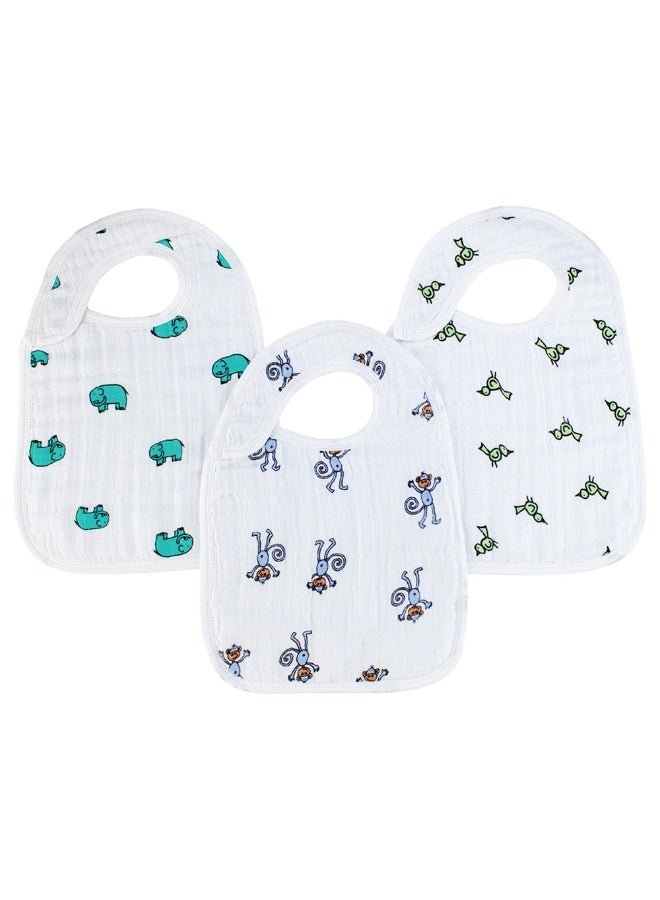 aden + anais 3pcSet  Cotton Muslin Snap Bibs  Jungle Jam - Image 2
