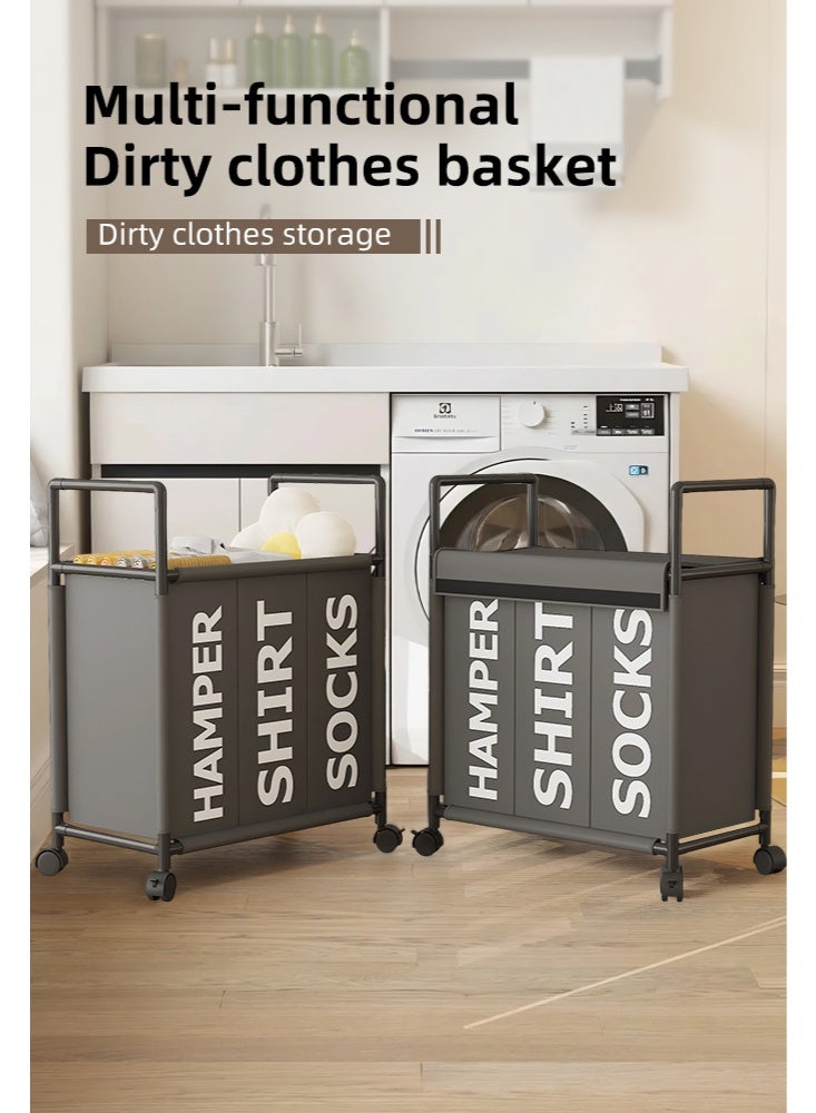 Large Laundry Basket,Laundry Basket with Three Elegant and Practical Compartments for Easy Sorting and Organizing of Clothes  for Dirty Clothes in the Dorm & Family Closet Storage Container and Organizer - Image 1