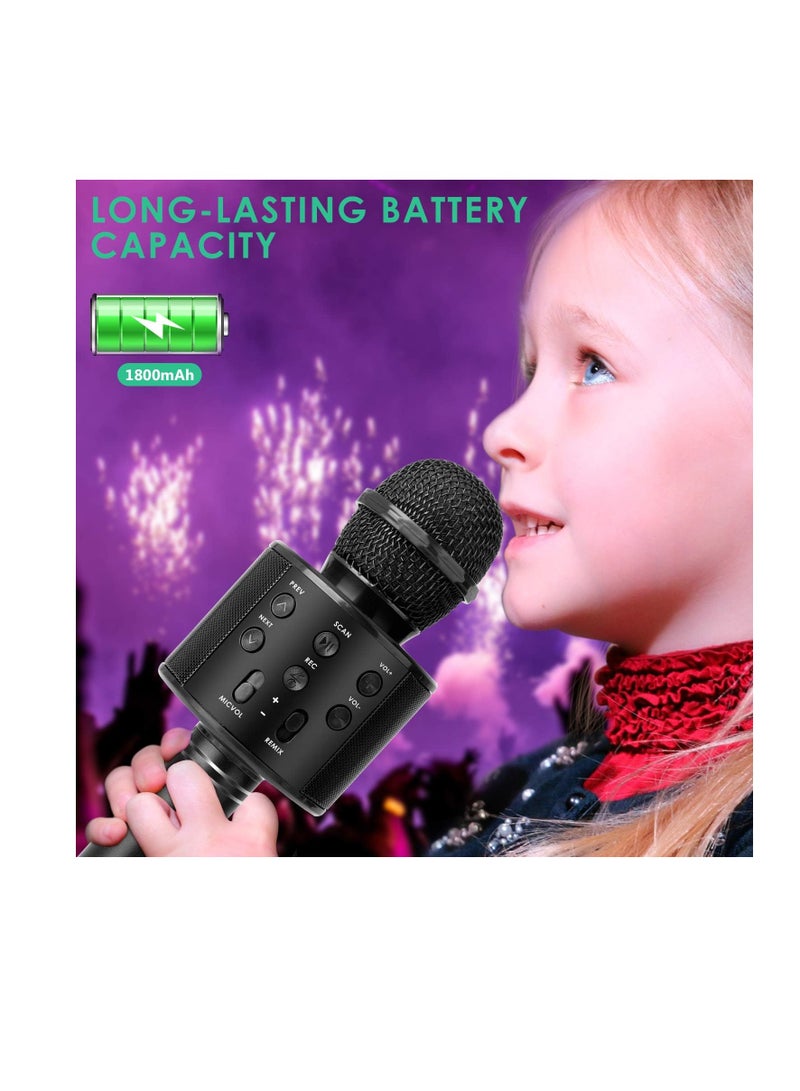 ميكروفون كاريوكي بلوتوث لاسلكي 5 في 1 جهاز تسجيل ومكبر الصوت وميكروفون محمول باليد مع راديو ريميكس اف ام قابل للتعديل للاطفال والمراهقين البنات والاولاد (فضي) - Image 5