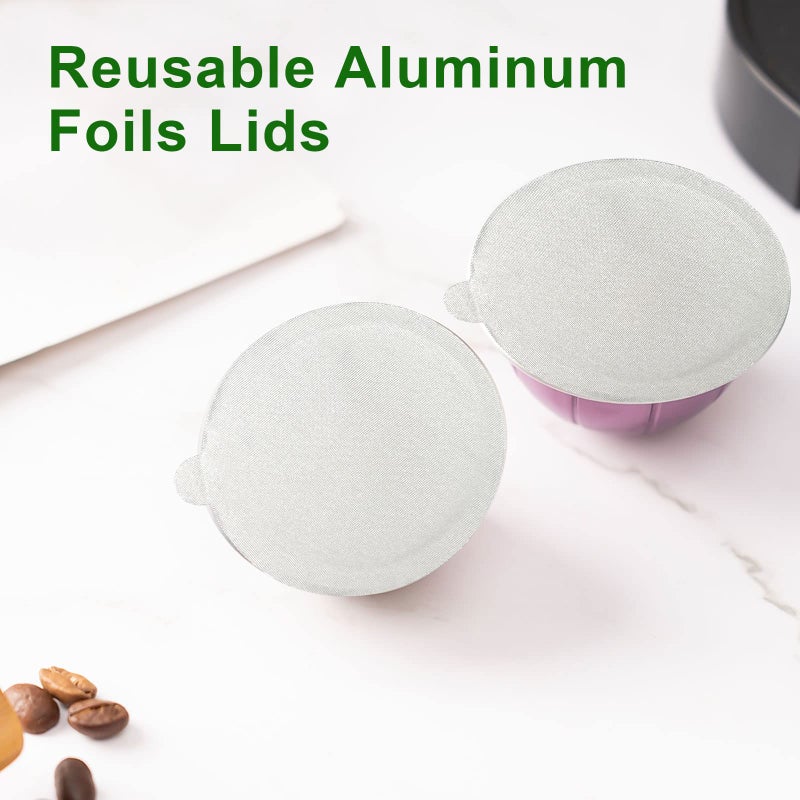 Clinuse Aluminum Foils Lids Seals for Nespresso Vertuo Pods, 100Pcs Reusable Nespresso Capsules Coffee Pods Cover Seals, Compatible with Nespresso Vertuoline Vertuo (61mm, White) - Image 4