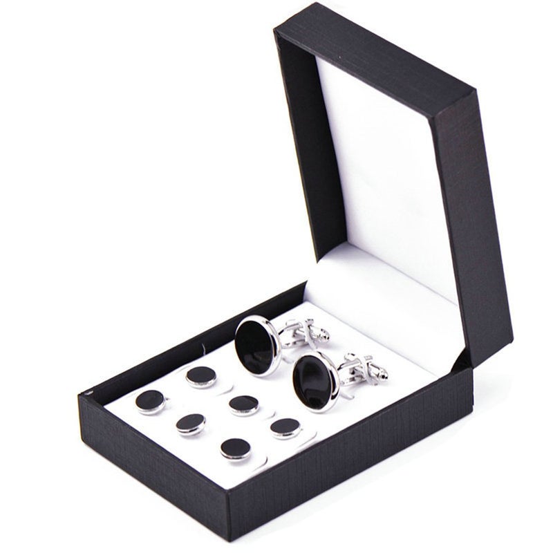 Zealmer 8pcs Tuxedo Shirts Studs and Cufflinks Set for Men Black - Image 4