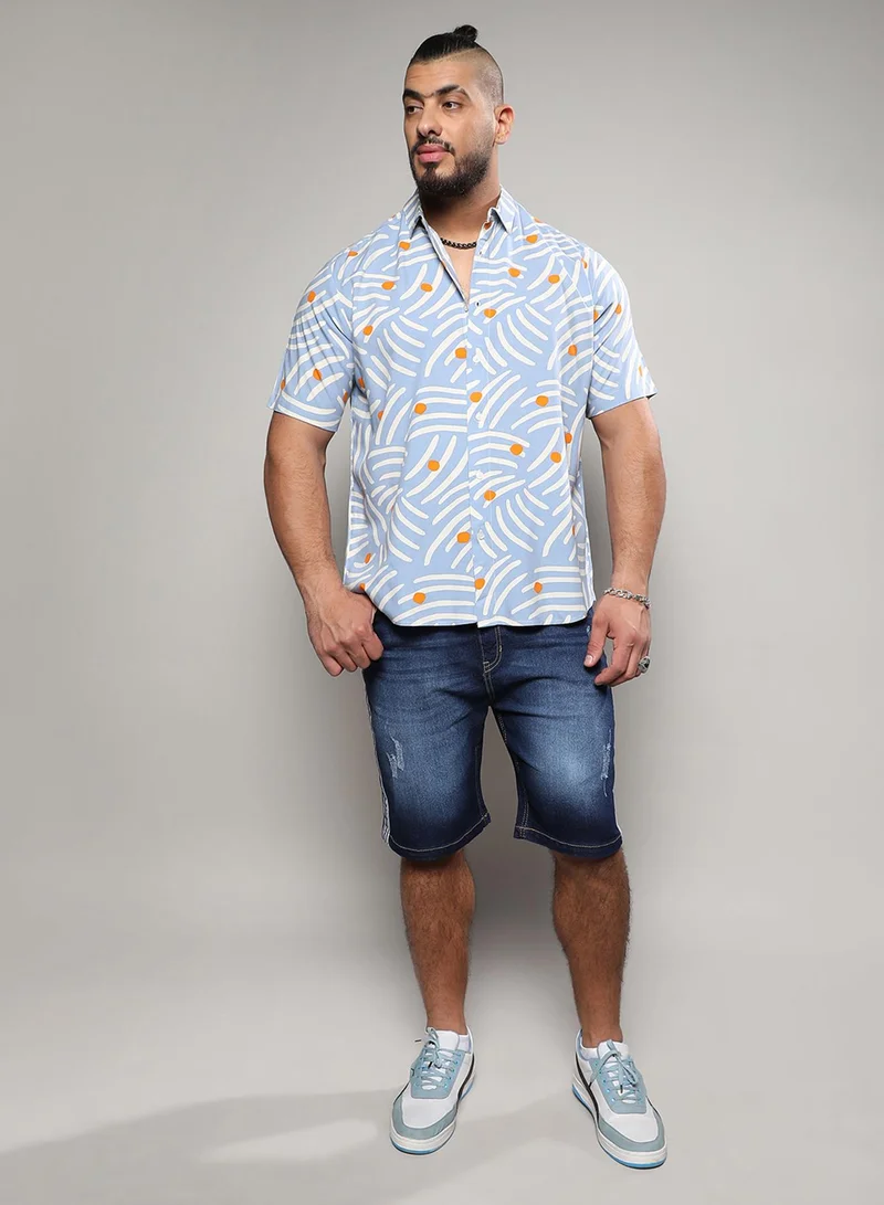 Instafab Plus Instafab Plus Men's Multicolour Abstract Print Button Up Plus-Size Fit Shirt For Casual Wear | Heavy Rayon Spread Collar Shirt Crafted With Regular Sleeve & Comfort Fit For Everyday Wear