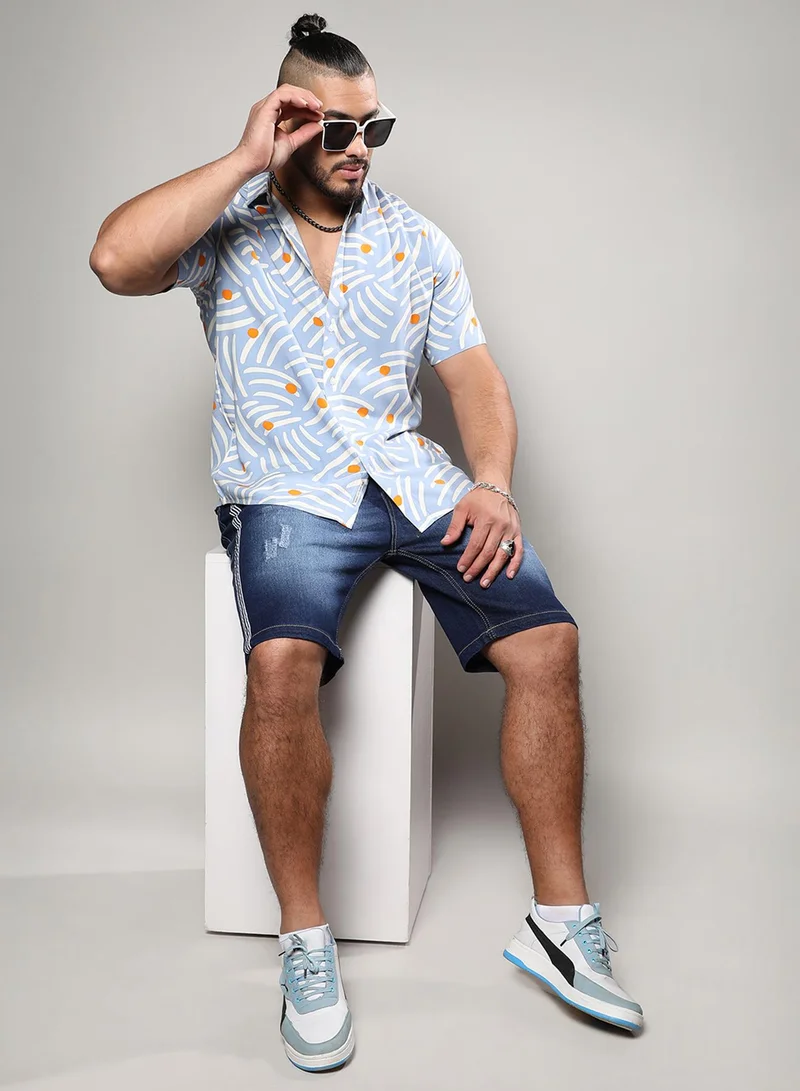 Instafab Plus Instafab Plus Men's Multicolour Abstract Print Button Up Plus-Size Fit Shirt For Casual Wear | Heavy Rayon Spread Collar Shirt Crafted With Regular Sleeve & Comfort Fit For Everyday Wear