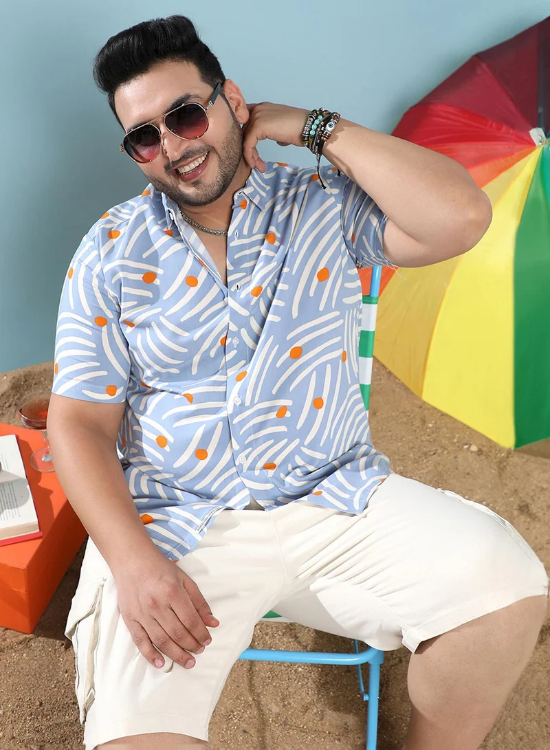 Instafab Plus Instafab Plus Men's Multicolour Abstract Print Button Up Plus-Size Fit Shirt For Casual Wear | Heavy Rayon Spread Collar Shirt Crafted With Regular Sleeve & Comfort Fit For Everyday Wear