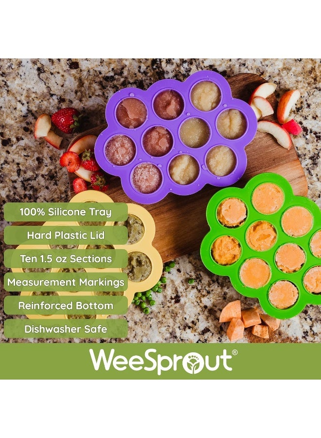 WeeSprout Silicone Baby Food Freezer Tray with Clip-on Lid - Image 2