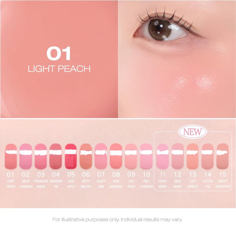 PERIPERA SYRUPY TOK CHEEK 15 Colors, Liquid Blush, Dewy Finish and Hydrates All day, Soft Velvet Texture Face Cheek Tint (01 LIGHT PEACH) - Image 5