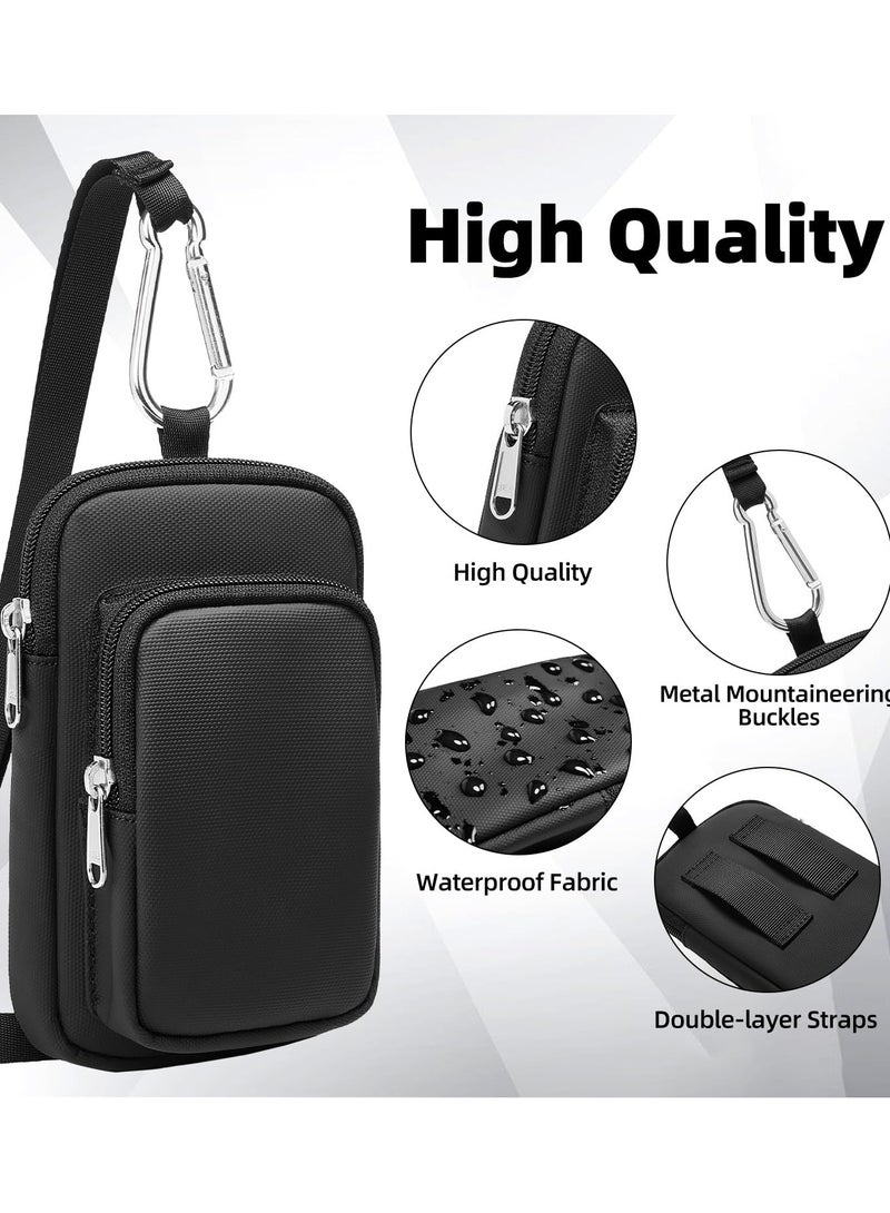 Excefore حاملات هواتف محمولة للحزام، حقيبة هاتف للحزام لهواتف آيفون وسامسونج وجوجل، حامل هاتف نايلون مع حلقة حزام وسحاب، حقيبة هاتف محمولة - أسود - Image 4
