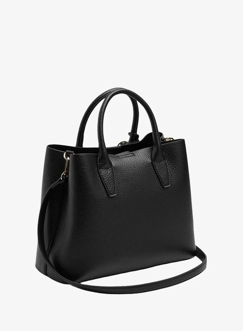 Parfois Black Tote Bag With Texture And Hanging for Women | Best Price UAE