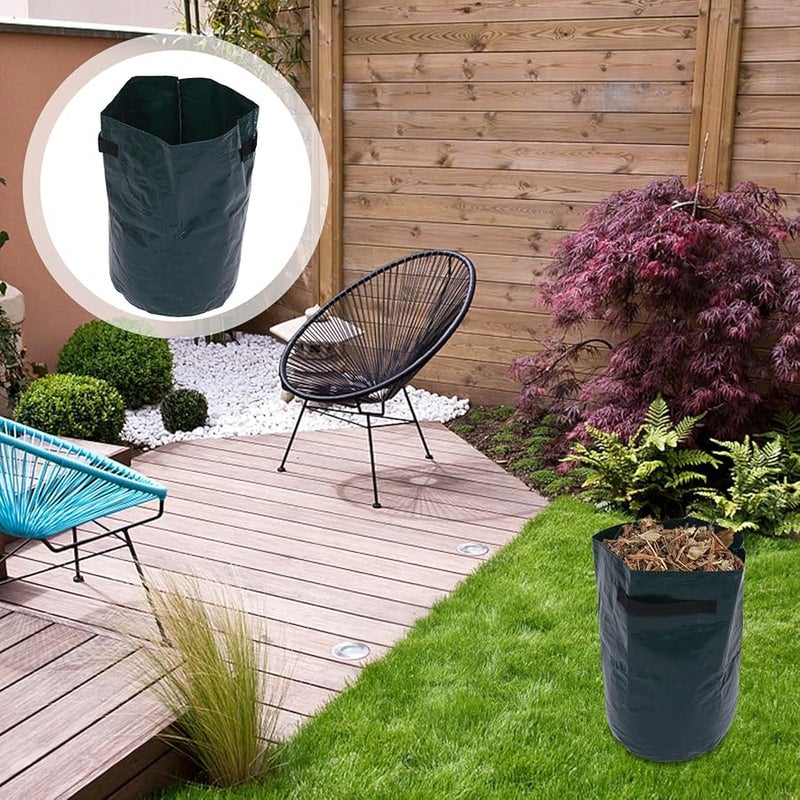 كيس حديقة ثقيل قابل لإعادة الاستخدام لأوراق الشجر، قطره 35 سم وارتفاعه 50 سم، باللون الأخضر الداكن - Image 4