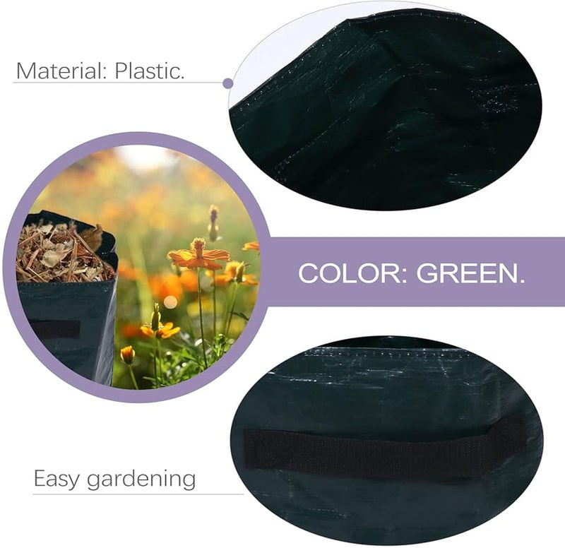 كيس حديقة ثقيل قابل لإعادة الاستخدام لأوراق الشجر، قطره 35 سم وارتفاعه 50 سم، باللون الأخضر الداكن - Image 5