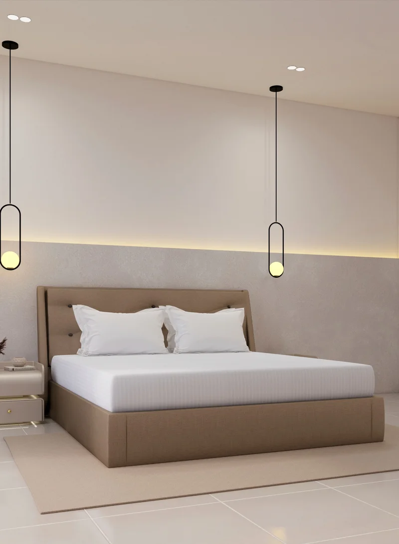 DWELL Luxurious 300 Thread Count Bamboo Sateen Thin Stripe Fitted Sheet - Grey, Size - King