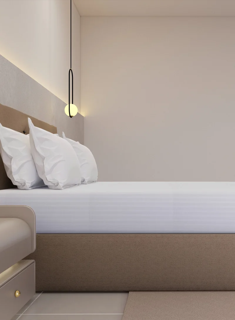 DWELL Luxurious 300 Thread Count Bamboo Sateen Thin Stripe Fitted Sheet - Grey, Size - King