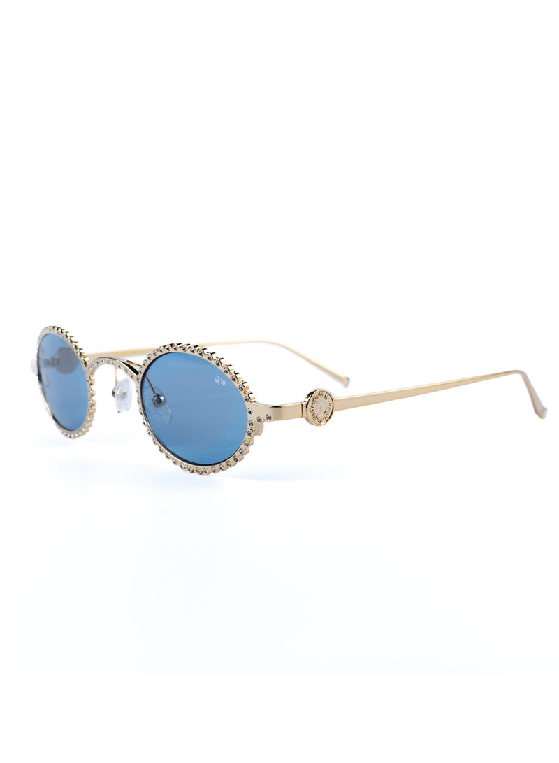 SOL.K Ruxi-K Blue Lense Sunglasses - Striking Blue Nylon Lenses with 100% UV Protection - Durable Stainless Steel Frame Adorned with Swarovski Crystals,Full1-Year Warranty - Image 1