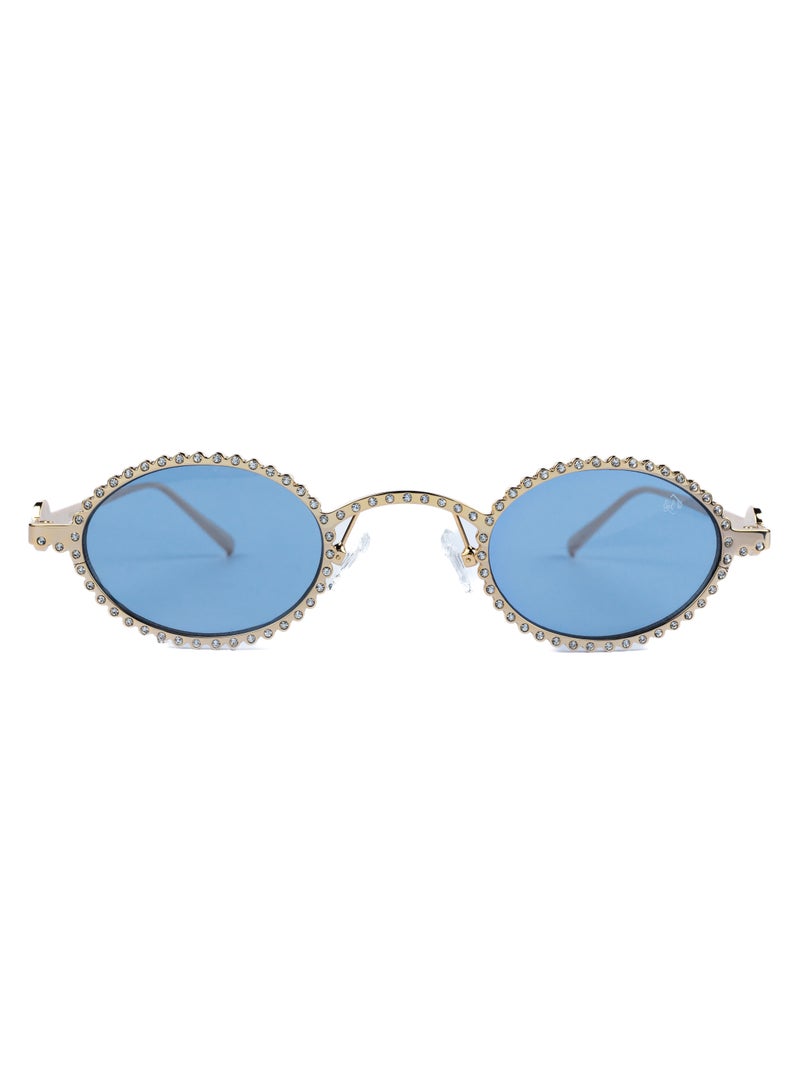 SOL.K Ruxi-K Blue Lense Sunglasses - Striking Blue Nylon Lenses with 100% UV Protection - Durable Stainless Steel Frame Adorned with Swarovski Crystals,Full1-Year Warranty - Image 2