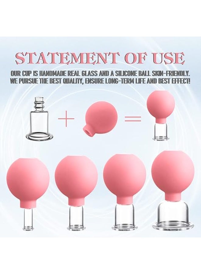 4-Piece Professional Glass Massage Cupping Set with Suction Bulbs - Fireless Vacuum Cupping Kit for Tension Relief & Cellulite Reduction - Strong Suction Power for Face & Body Therapy - Image 5