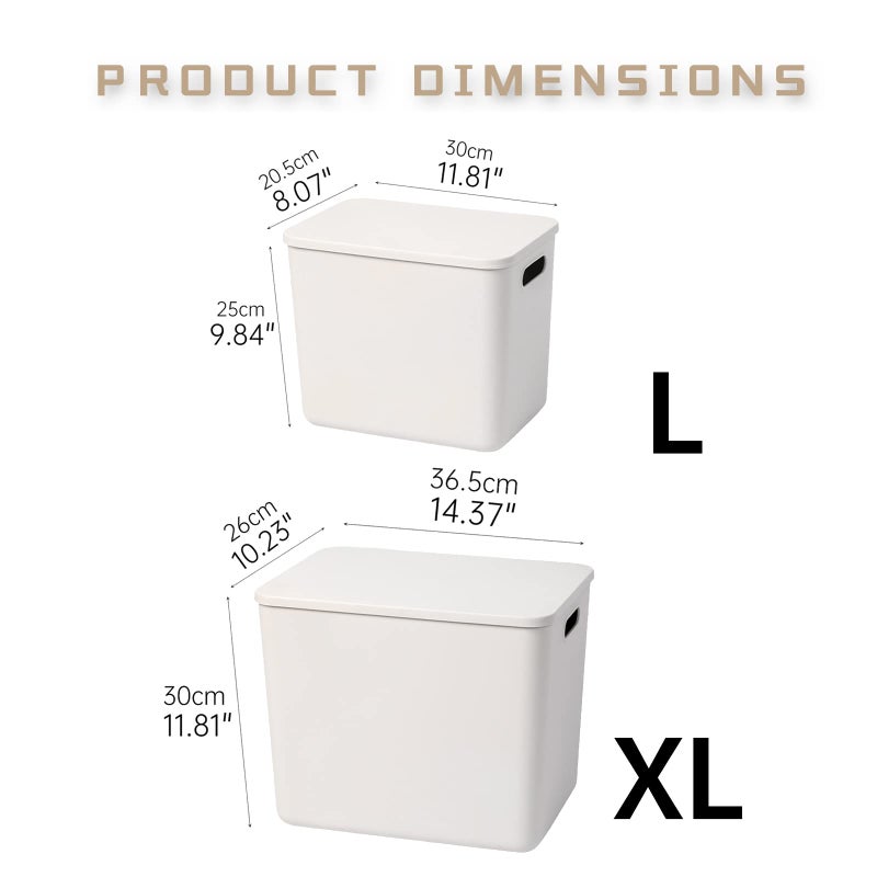 Yishyfier Plastic Storage Baskets With Lid Organizing Container Lidded Knit Storage Organizer Bins for Shelves Drawers Desktop Closet Playroom Classroom Office (4XL+2L, Light grey) - Image 5