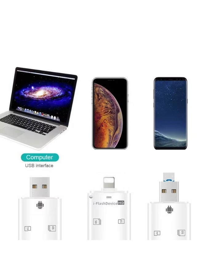 4-in-1 Card Reader Adapter USB Flash Drive SD Card Reader for iPhone and Android - Image 5