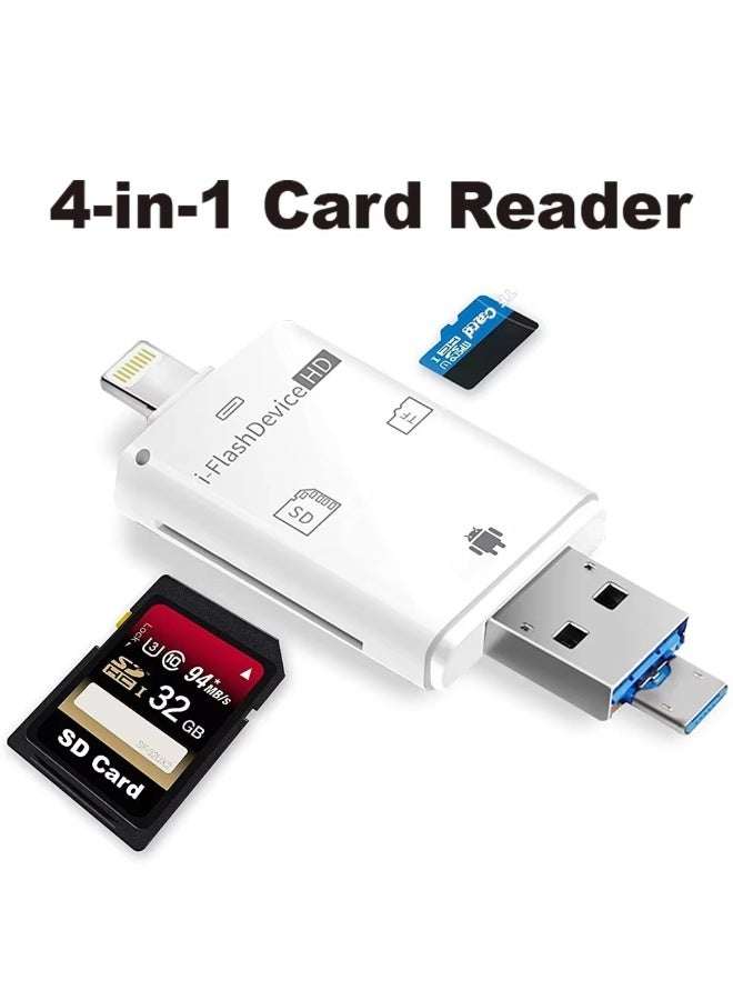 4-in-1 Card Reader Adapter USB Flash Drive SD Card Reader for iPhone and Android - Image 2