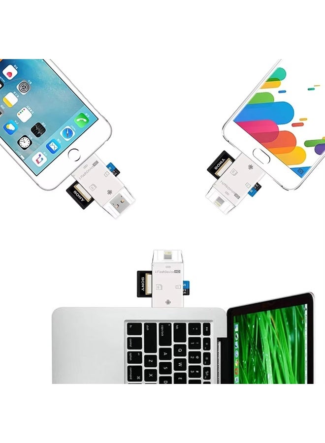 4-in-1 Card Reader Adapter USB Flash Drive SD Card Reader for iPhone and Android - Image 1