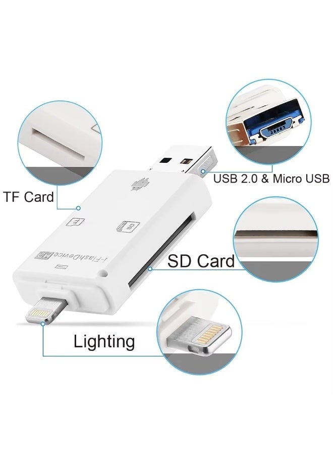 4-in-1 Card Reader Adapter USB Flash Drive SD Card Reader for iPhone and Android - Image 4