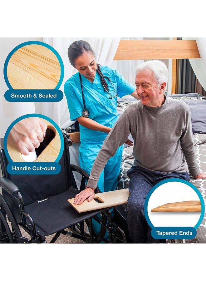 DMI لوح نقل مصنوع من الخشب الثقيل لمساعدة المرضى وكبار السن وذوي الاحتياجات الخاصة في النقل والانزلاق، مؤهل لـ FSA و HSA، يتحمل حتى 440 رطلاً، 2 مقبض مقطوع، 24 × 8 × 1 - Image 3
