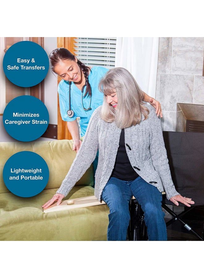 DMI لوح نقل مصنوع من الخشب الثقيل لمساعدة المرضى وكبار السن وذوي الاحتياجات الخاصة في النقل والانزلاق، مؤهل لـ FSA و HSA، يتحمل حتى 440 رطلاً، 2 مقبض مقطوع، 24 × 8 × 1 - Image 5