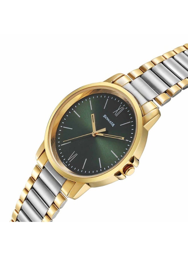 Sonata 77083BM01 Men’s Watch – Green Dial, Stainless Steel Strap, Quartz Movement, 3 ATM Water Resistance - Image 3