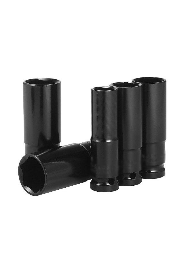 1/2Inch Drive Hex Impact Socket Set 15-Piece Deep Socket Metric Sizes 8-22mm CR-V Material with Storage Box