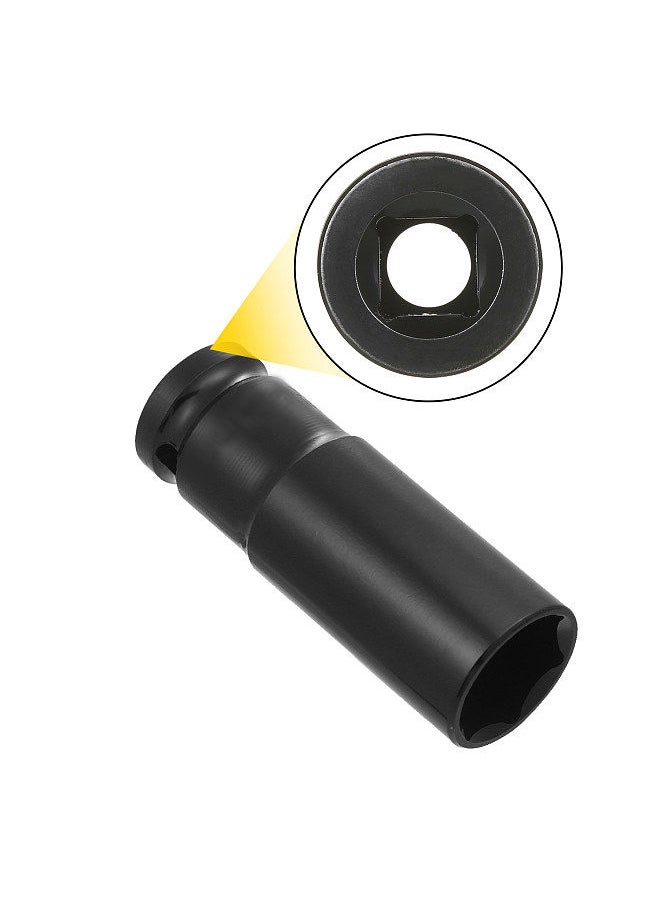 1/2Inch Drive Hex Impact Socket Set 15-Piece Deep Socket Metric Sizes 8-22mm CR-V Material with Storage Box