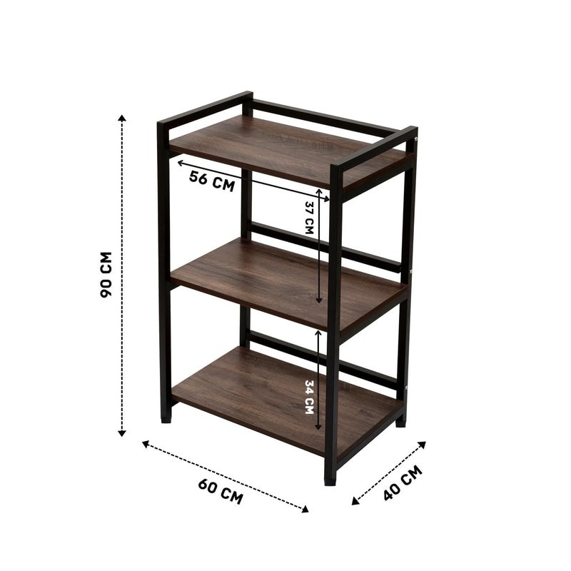 wow craft wow craft 3Tier Multifunctional Rack Kitchen Storage Shelf Microwave Stand Cosmetic Shelf Rack FloorMount Shelf with Black Pipe Design Crafted with Engineered Wood Metal  - Image 3