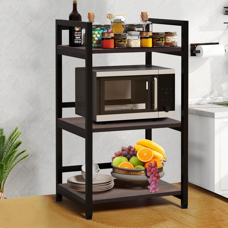 wow craft wow craft 3Tier Multifunctional Rack Kitchen Storage Shelf Microwave Stand Cosmetic Shelf Rack FloorMount Shelf with Black Pipe Design Crafted with Engineered Wood Metal  - Image 4