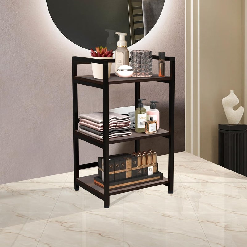 wow craft wow craft 3Tier Multifunctional Rack Kitchen Storage Shelf Microwave Stand Cosmetic Shelf Rack FloorMount Shelf with Black Pipe Design Crafted with Engineered Wood Metal  - Image 5