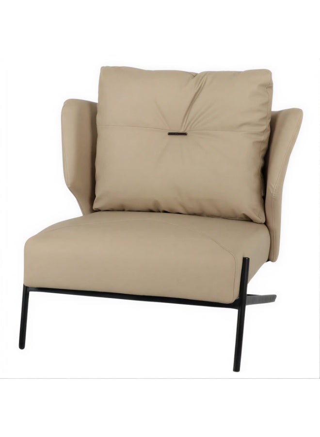 Single leather chair with black iron base - Image 2