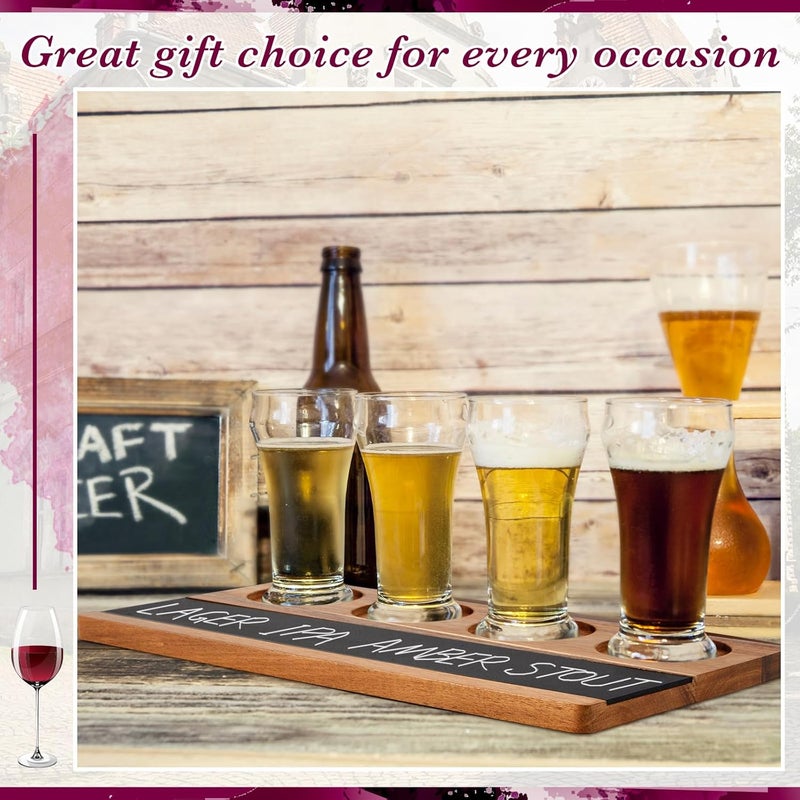 Marsui Marsui Wine Flight Tasting Set of 4 Wooden Whiskey Flight Board with 8 Soapstone Chalks Kit for Beer Whiskey Cocktails Coffee Wine Tasting Party Supplies  - Image 4