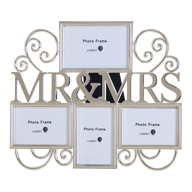 Lasody Mr  Mrs Picture FramesCherish Every Memory4 opening photo collageSilver PlatingWedding Gifts