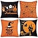 Whaline 4 Pieces Halloween Pillow Case, Orange and Black Pillow Cover, Happy Halloween Linen Sofa Bed Throw Cushion - Image 2