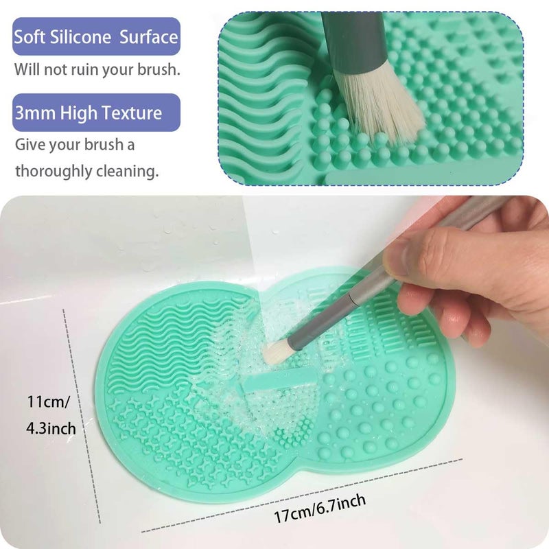 Vasterqua 2 Pcs Makeup Brush Cleaning Mat, Silicone Makeup Brush Cleaner with Back Suction Cups(Green and Pink) - Image 4