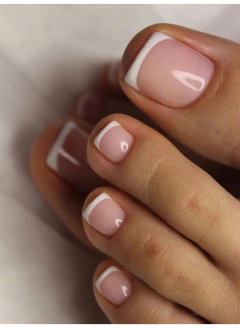 French square fake toenails. Box contains 24 nails with nail file and glue. - Image 1