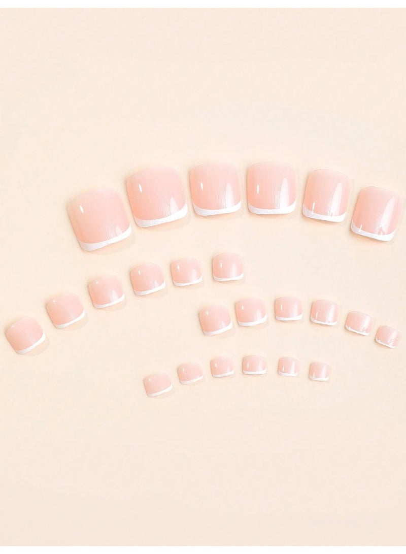 French square fake toenails. Box contains 24 nails with nail file and glue. - Image 3