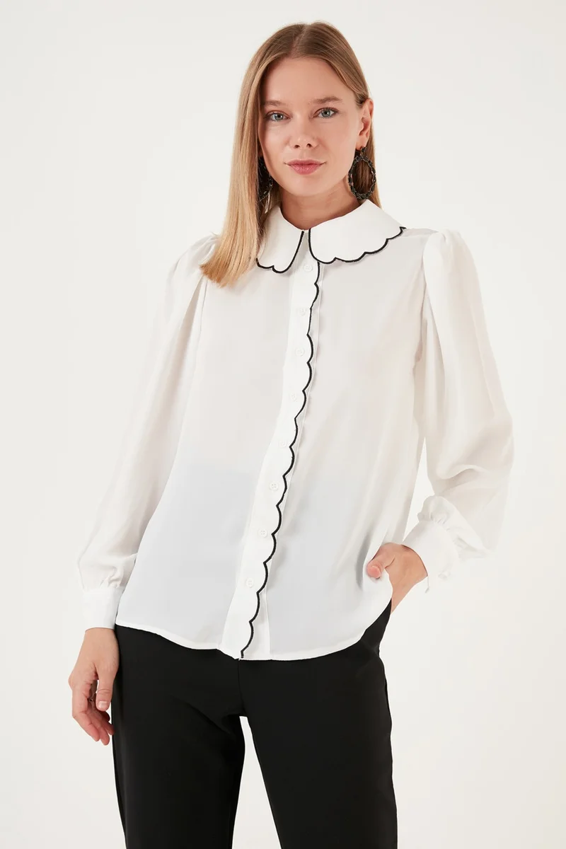 Lela Collar Detailed Regular Fit Chiffon Shirt Women's Shirt 61114410