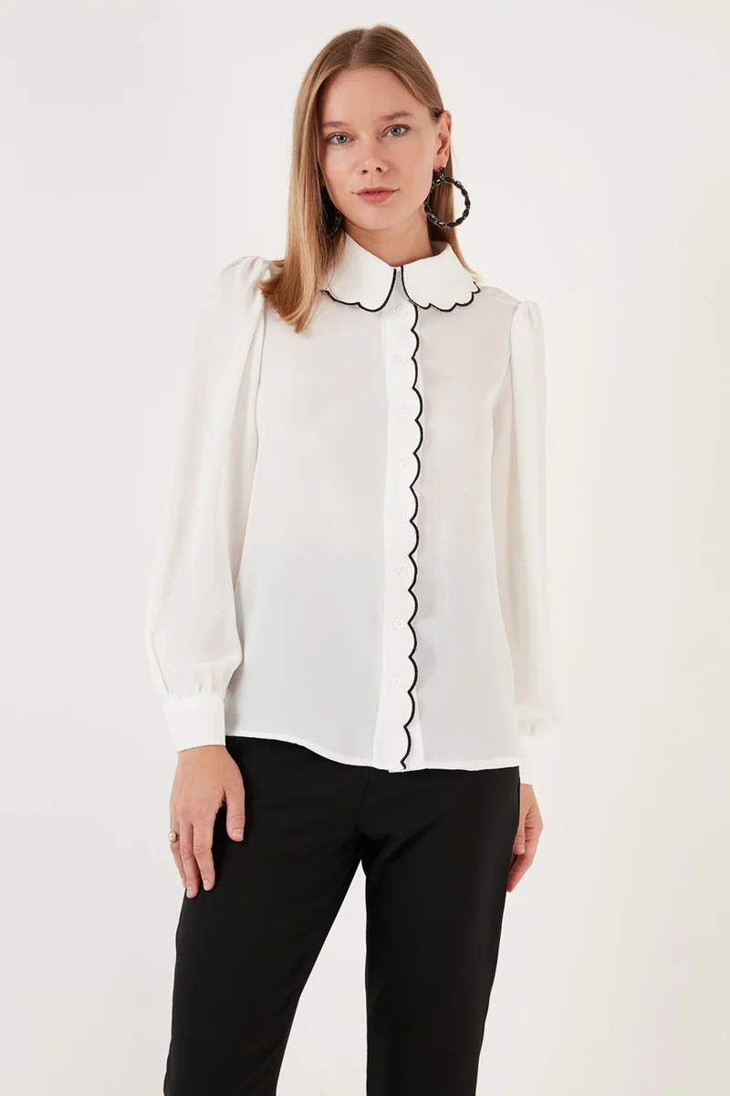 Lela Collar Detailed Regular Fit Chiffon Shirt Women's Shirt 61114410